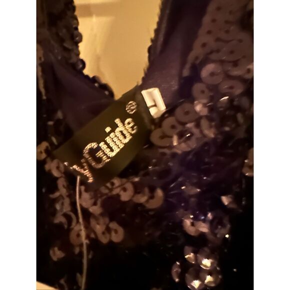 Sleeveless Womens Sequin Dress V Neck Bodycon Mini large Black & Red & Gold - Picture 7 of 7